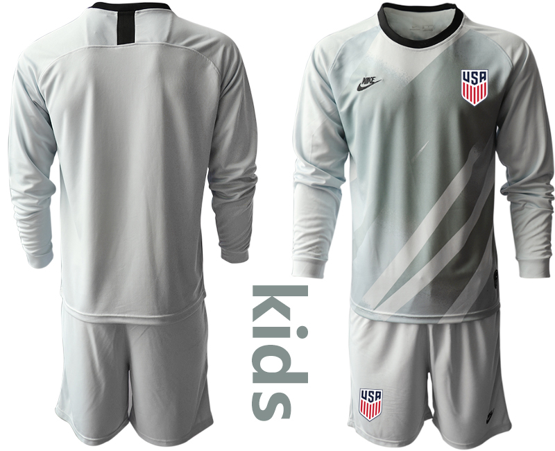 Youth 2020-2021 Season National team United States goalkeeper Long sleeve grey Soccer Jersey->customized soccer jersey->Custom Jersey